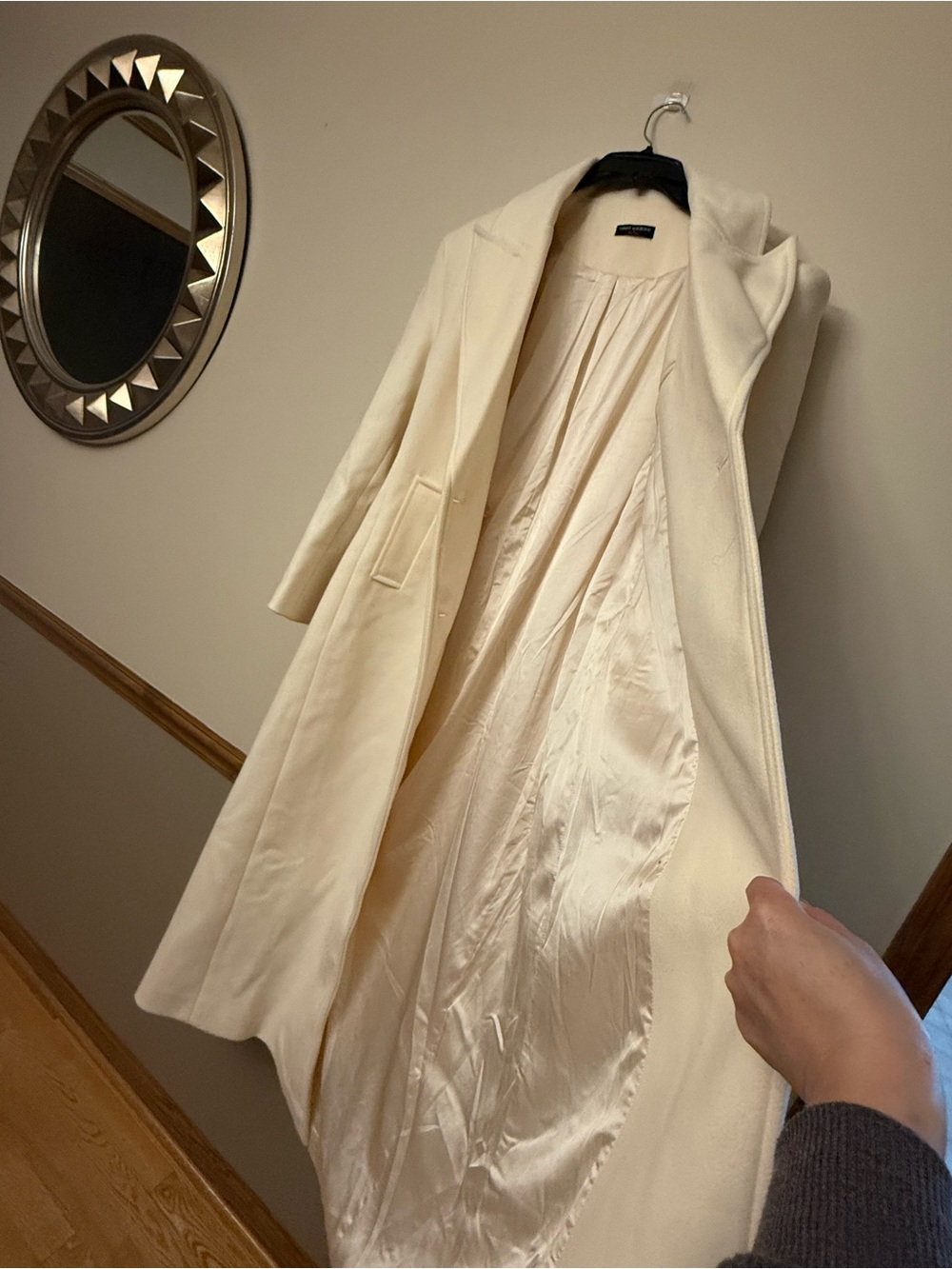 naked wardrobe Ivory Long Double-Breasted Wool Coat - Picture 4 of 7